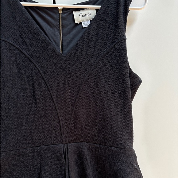 GANNI Eleanor Peplum Dress Black - stretch Large - Picture 9 of 12